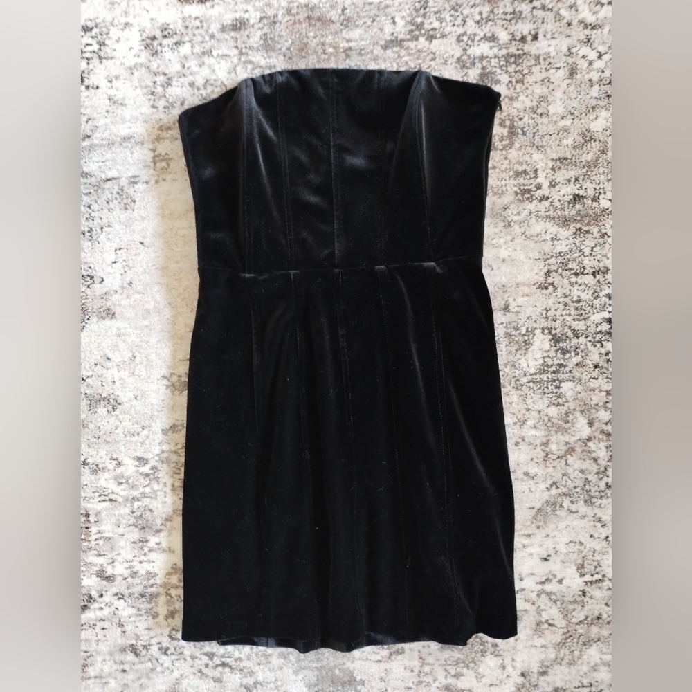Zara Black Velvet Strapless Dresszar Small